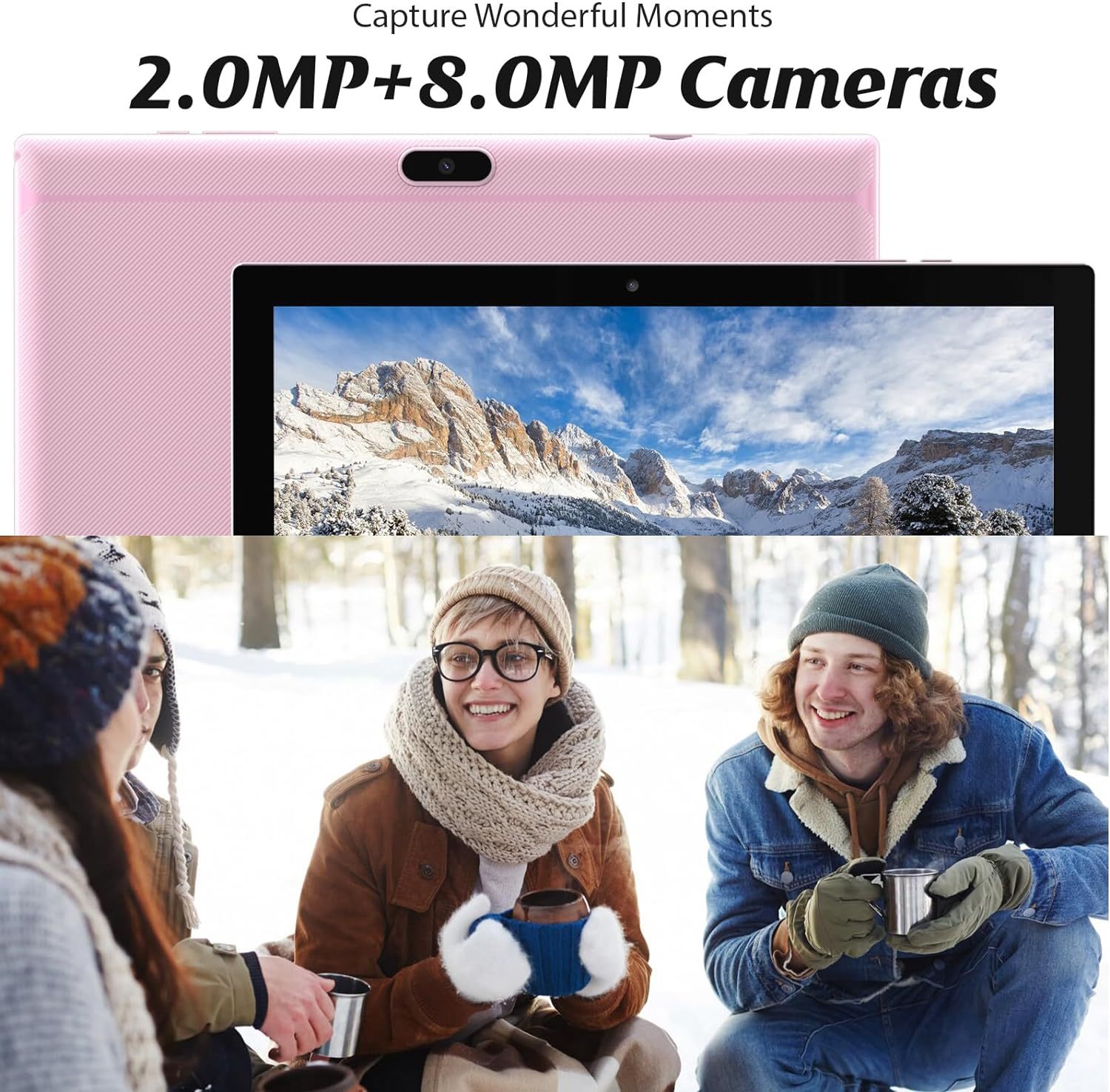 Tablet con teclado 2 en 1, Android 11, 10.1 pulgadas FHD, con teclado/mouse/funda/lápiz capacitivo/película templada, 64 GB+2 GB, Wi-Fi, cámara dual 8 MP, procesador quad core, batería 6,000 mAh, rosa