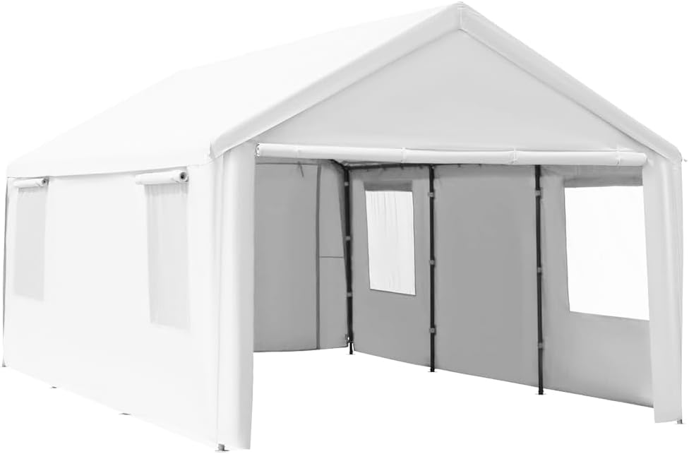 Carpa Armable para Auto 6x3 m con Paredes Laterales | Toldo Reforzado de Acero Galvanizado | Resistente al Sol y Lluvia | Ideal para Jardín, Eventos o Almacén | Fácil de Montar | Color Beige