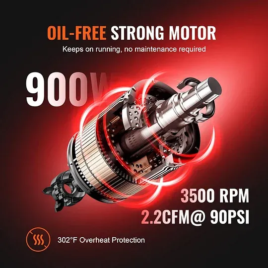 Compresor de aire VEVOR de 4.8 galones, 1.2 HP 2.2 CFM @90PSI tanque de compresor de aire última intervensión de aceite y máx. Compresor ultra silencioso de 70 dB de presión de 116 PSI para reparación-trapo