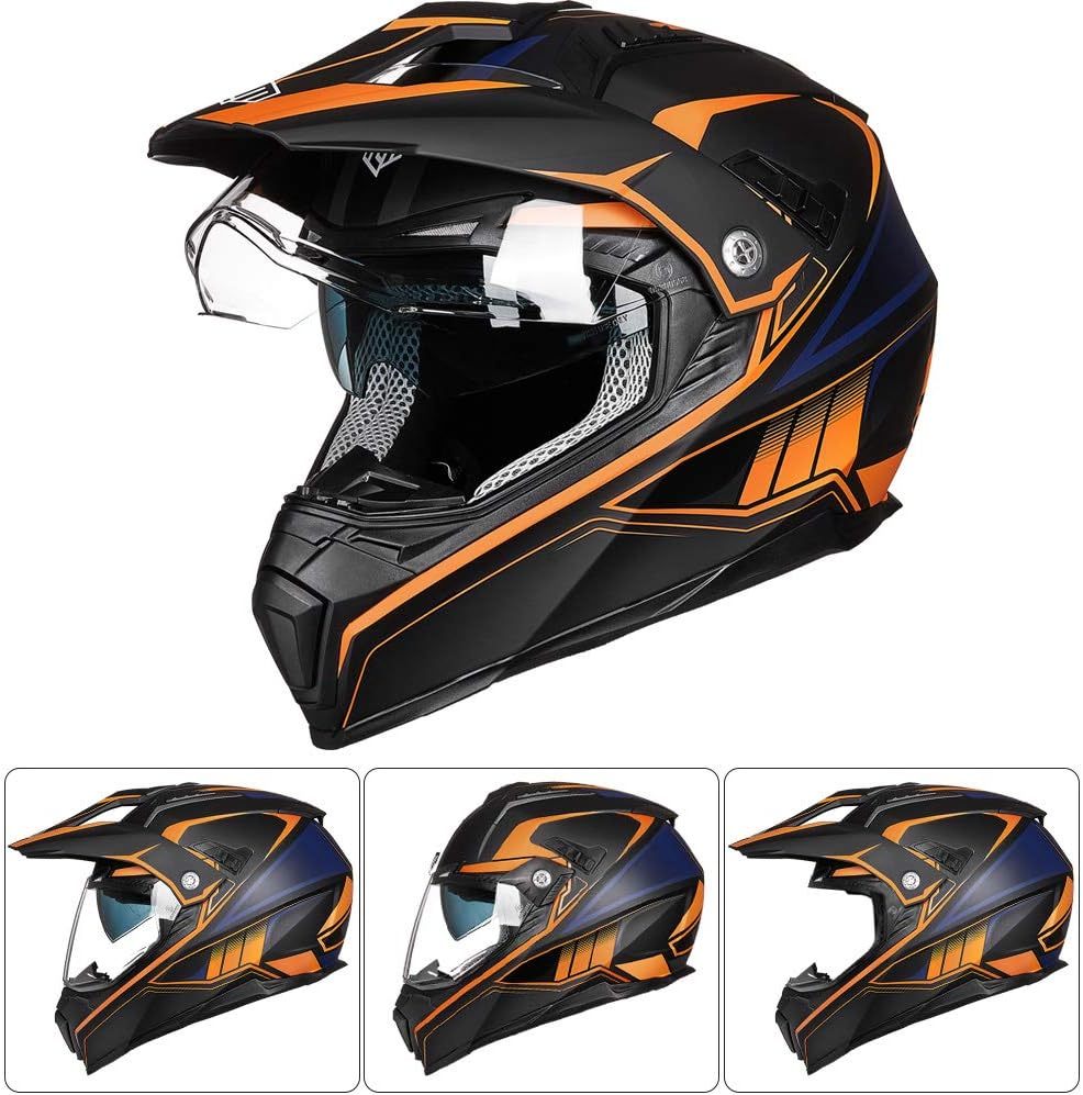 ILM - Casco deportivo doble para motocicleta, visor para el sol, casco para todoterreno, motocross, certificado por el DOT.