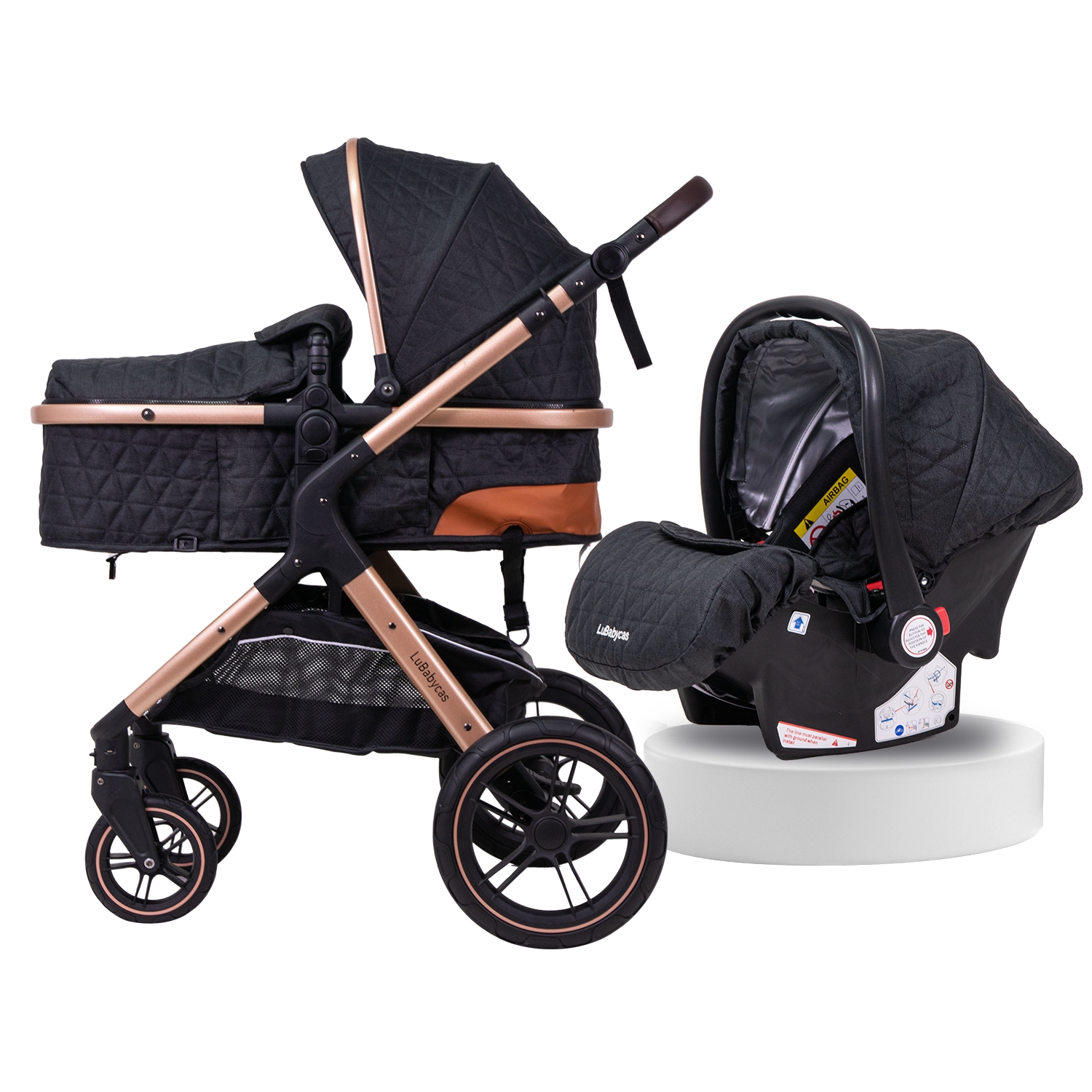 Coche Cuna Con Silla Nido Y Accesorios Lubabycas