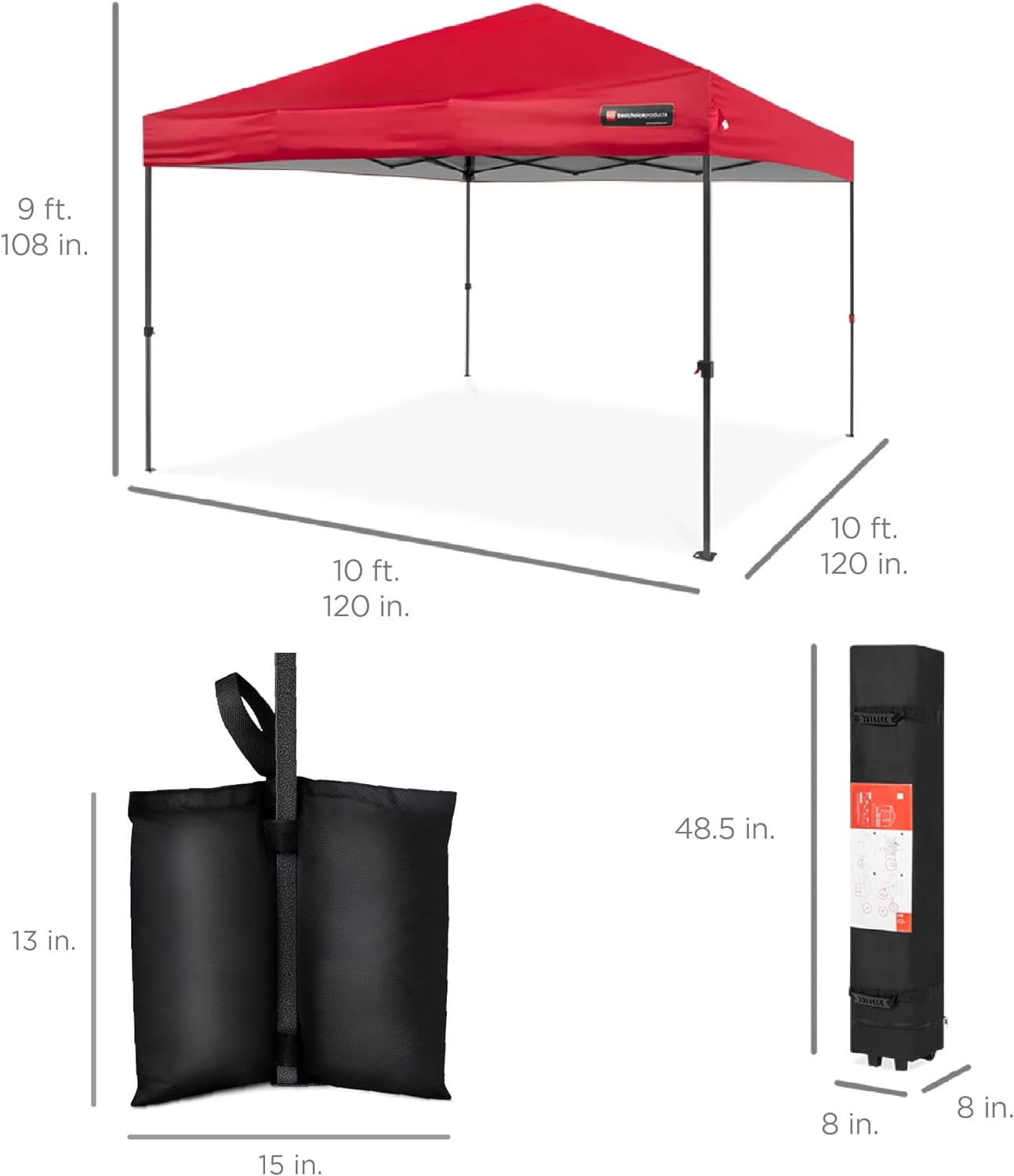 Best Choice Products - Toldo de armado fácil de 1 persona con un botón, tienda portátil e instantánea, funda, 3 x 3 metros, 4 bolsas de peso, color azul