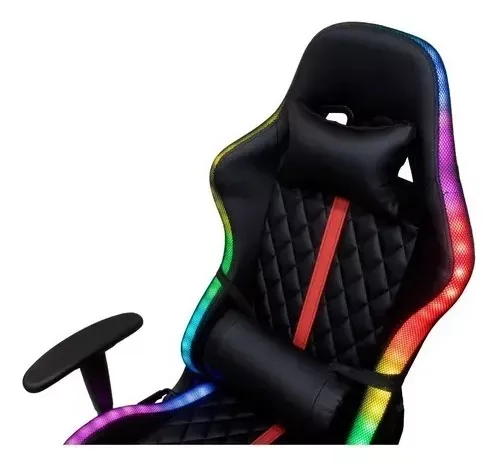 Set Gamer Silla + Escritorio Led Rgb Porta Vasos Reclinable