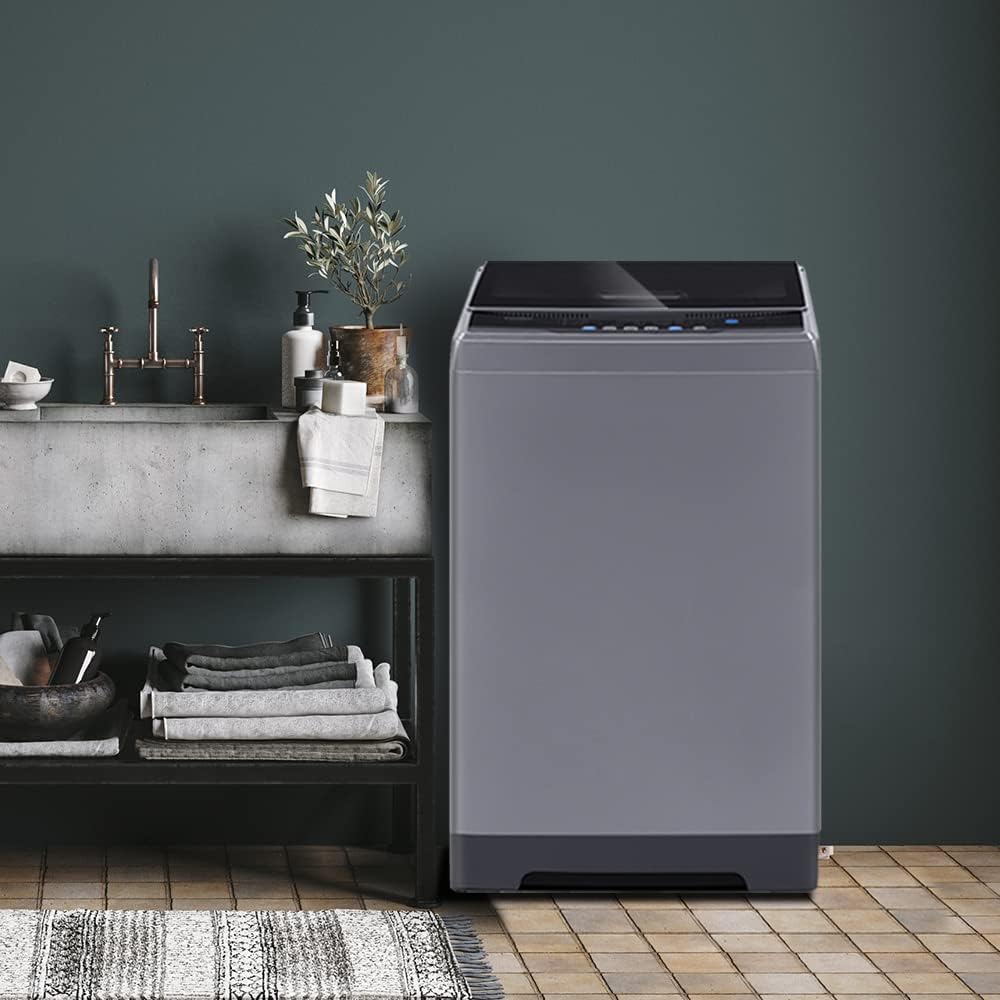 Comfee Lavadora portátil, lavadora compacta de 0.9 pies cúbicos con visualización LED, 5 ciclos de lavado, 2 rodillos integrados, lavadora completamente automática de ahorro de espacio