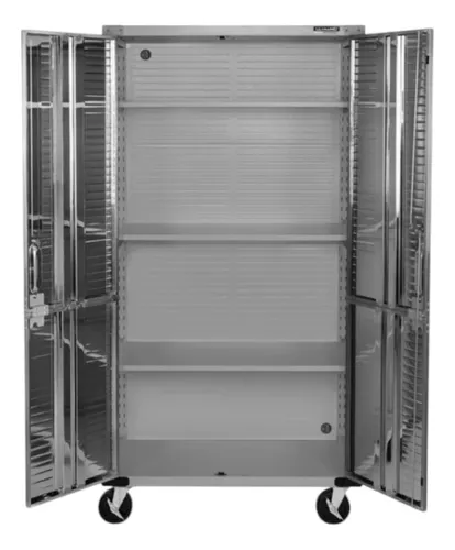 Gabinete De Almacenaje Alto Con Ruedas Acero Inoxidable Msi