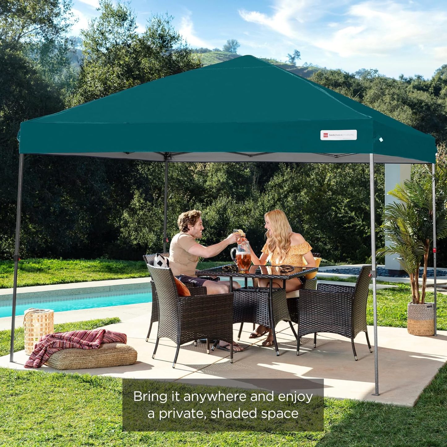 Best Choice Products - Toldo de armado fácil de 1 persona con un botón, tienda portátil e instantánea, funda, 3 x 3 metros, 4 bolsas de peso, color azul