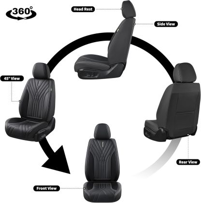 FLORICH - Juego completo de fundas de asiento de piel, fundas universales para 5 asientos, protector de asiento de coche, cojín de piel para asiento de coche, fundas de asiento de automóvil marrones,