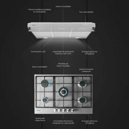 Combo Parrilla a Gas Teka Deluxe 75 + Campana Extractora