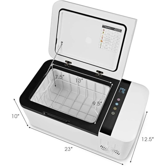 Compact Car Freezer, Portable Travel 12V Fridge, with Compressor, Double Handles, LCD Display Screen for Car and Home, Camping, Truck Party, Travel, Picnic Outdoor (16 Quart) - ONEDAYONLY™