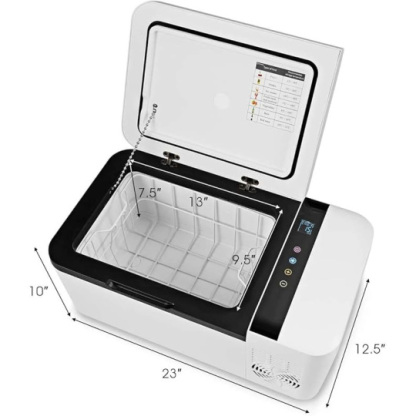 Compact Car Freezer, Portable Travel 12V Fridge, with Compressor, Double Handles, LCD Display Screen for Car and Home, Camping, Truck Party, Travel, Picnic Outdoor (16 Quart) - ONEDAYONLY™