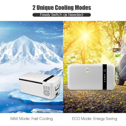 Compact Car Freezer, Portable Travel 12V Fridge, with Compressor, Double Handles, LCD Display Screen for Car and Home, Camping, Truck Party, Travel, Picnic Outdoor (16 Quart) - ONEDAYONLY™