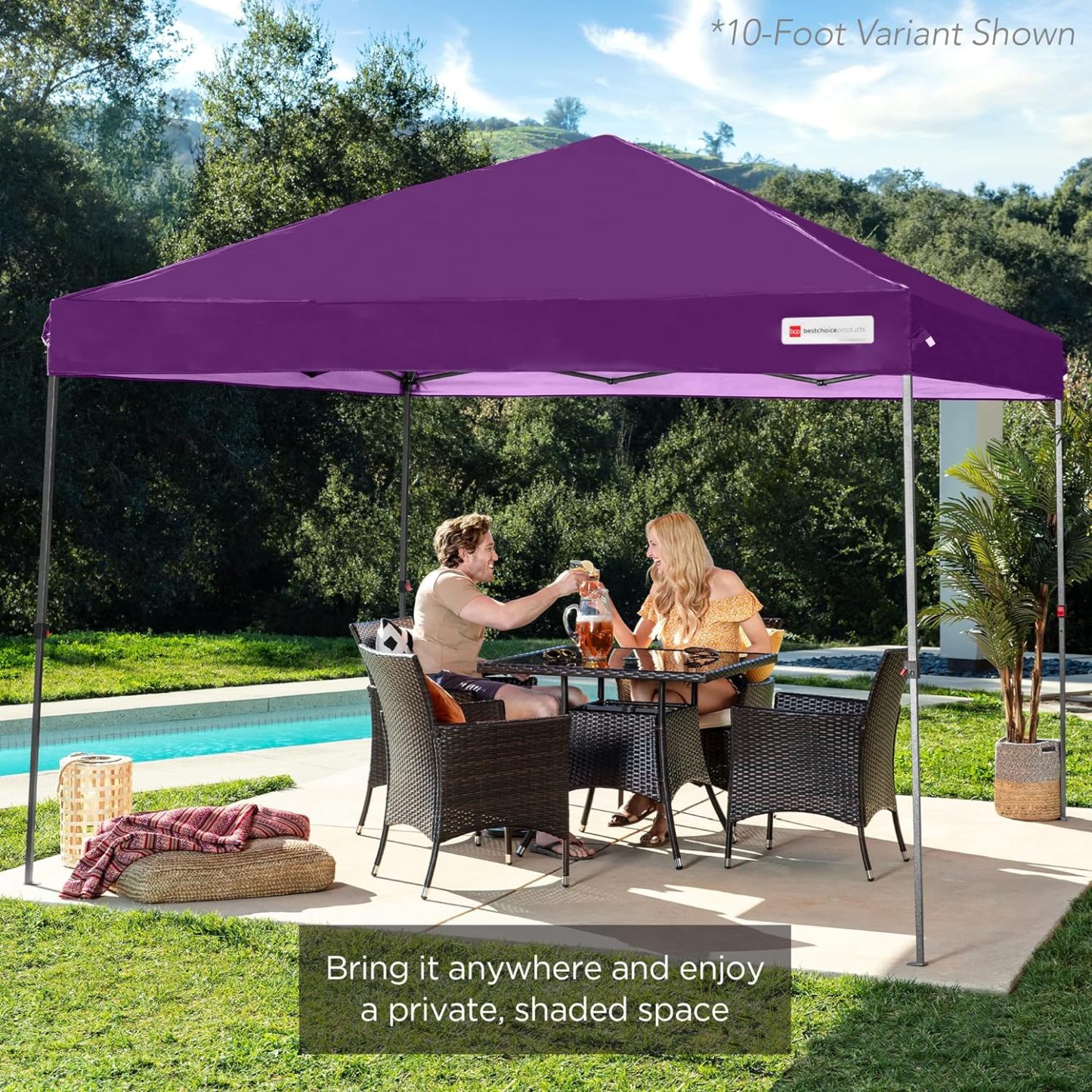 Best Choice Products - Toldo de armado fácil de 1 persona con un botón, tienda portátil e instantánea, funda, 3 x 3 metros, 4 bolsas de peso, color azul