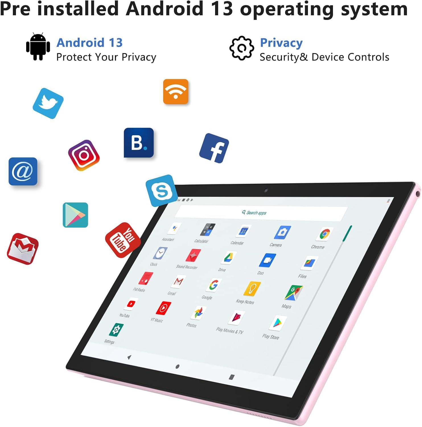 Tablet con teclado 2 en 1, Android 11, 10.1 pulgadas FHD, con teclado/mouse/funda/lápiz capacitivo/película templada, 64 GB+2 GB, Wi-Fi, cámara dual 8 MP, procesador quad core, batería 6,000 mAh, rosa