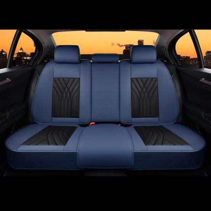 FLORICH - Juego completo de fundas de asiento de piel, fundas universales para 5 asientos, protector de asiento de coche, cojín de piel para asiento de coche, fundas de asiento de automóvil marrones,