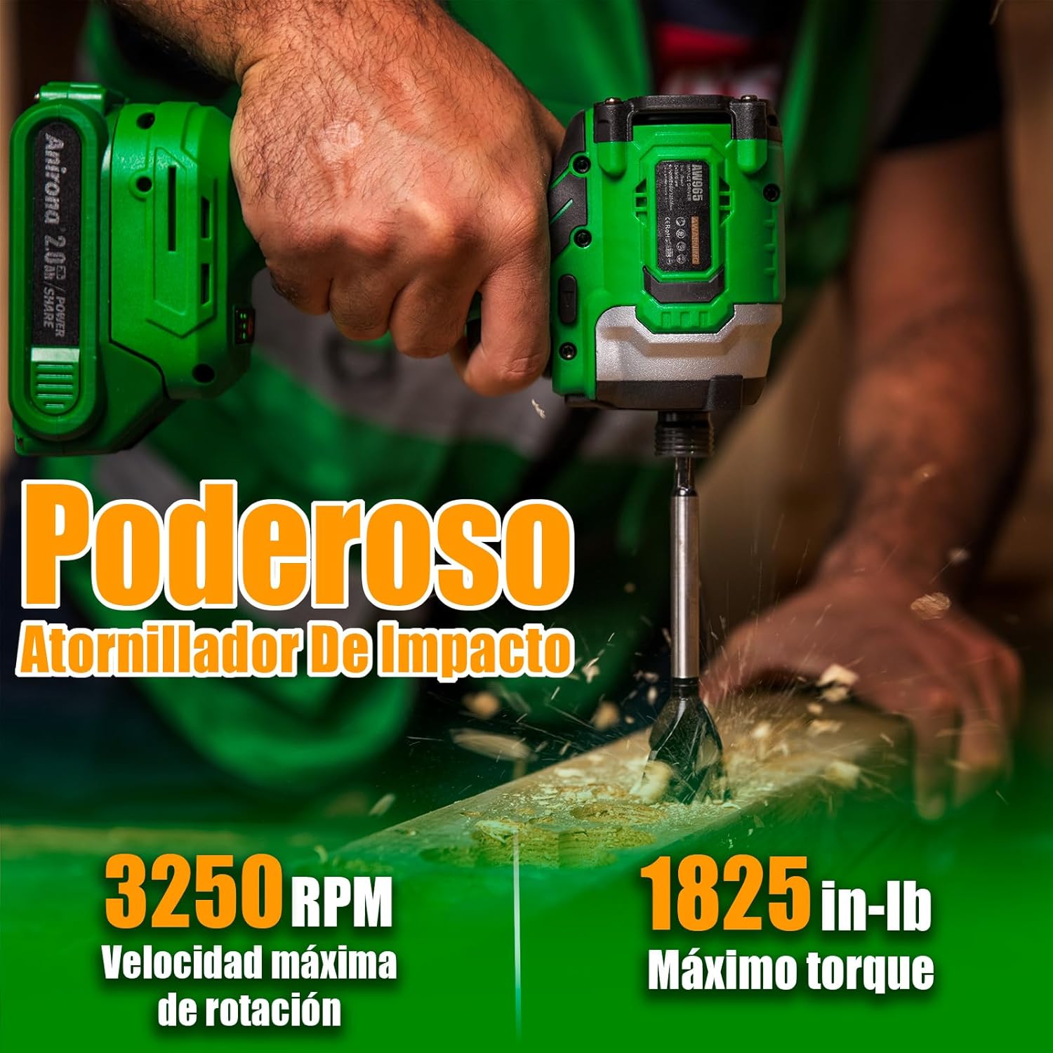 ANIRONA Kit De Atornillador De Impacto & Rotomartillo Sin Carbones, Kit Combinado de Taladro Inalámbrico Sin Escobillas Con 2 * 2000Mah Batería y Velocidades Variables