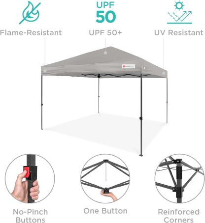 Best Choice Products - Toldo de armado fácil de 1 persona con un botón, tienda portátil e instantánea, funda, 3 x 3 metros, 4 bolsas de peso, color azul