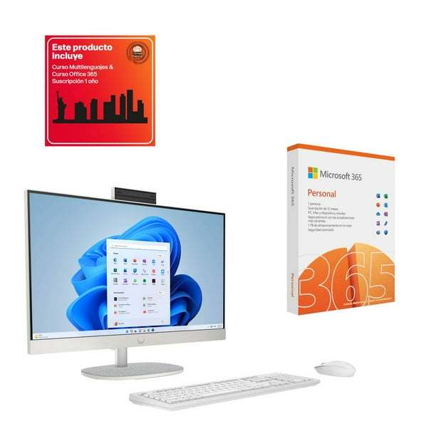 Combo Desktop All in One HP Ryzen 3/8 GB RAM/512 GB SSD 24-cr0019la + Office 365 + Curso