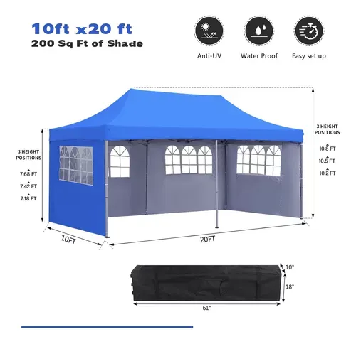 Toldo Desplegable Instantáneo De 10 X 20 Pies, Carpa Party