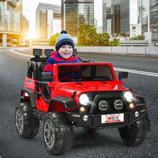 Costway Coche Eléctrico Montable para Niños de Batería 12V con 2 Asien
