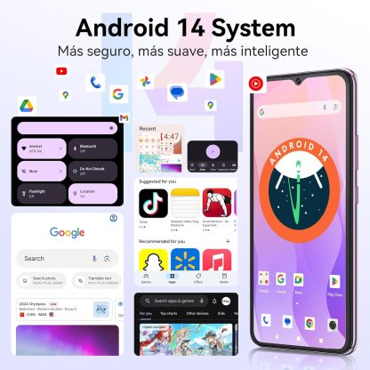 CUBOT Celular A10, Android 14 Smartphone Desbloqueado con Batería de 5100mAh,12(4+8 Extendido) GB RAM 128GB ROM,6.56" HD+ Pantalla Teléfono 48MP Principal Cámara,90Hz/5G WiFi/Face ID