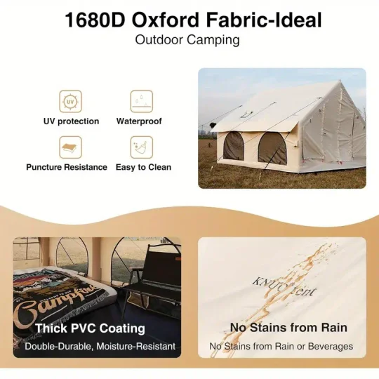 Tienda inflable para acampar 5~8 personas Gran carpa inflable para casa, sin necesidad de montaje Tienda de glamping de lujo, 10x10 pies
