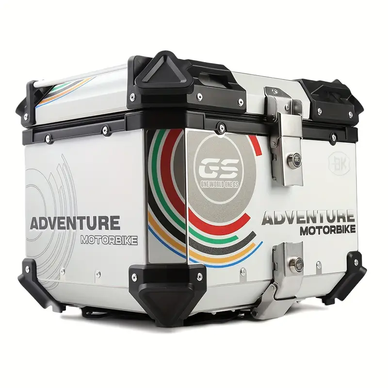 45L Motorcycle Top Box Tail Box, Aluminum Motorcycle Luggage Box, With Safety Lock, Suitable For Storing Helmets And Large Luggage