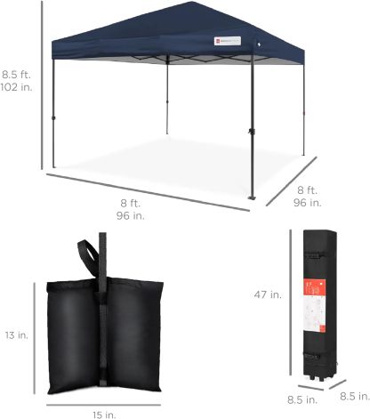 Best Choice Products - Toldo de armado fácil de 1 persona con un botón, tienda portátil e instantánea, funda, 3 x 3 metros, 4 bolsas de peso, color azul