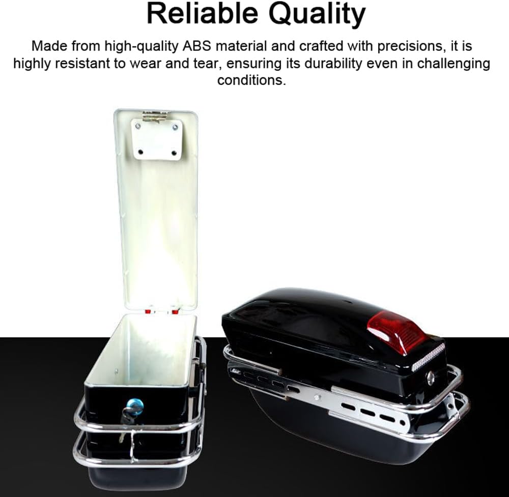 zolyet Alforjas rígidas para Motocicleta, Caja de Almacenamiento Lateral Universal, baúl Trasero con luz y Cerradura, 1 par Negro