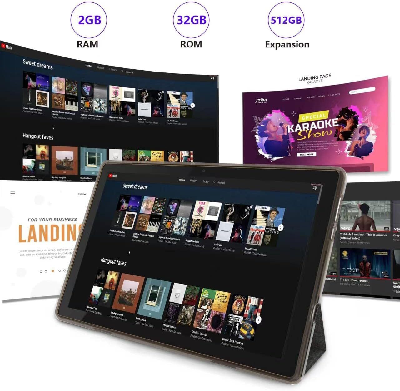 Tablet con teclado 2 en 1, Android 11, 10.1 pulgadas FHD, con teclado/mouse/funda/lápiz capacitivo/película templada, 64 GB+2 GB, Wi-Fi, cámara dual 8 MP, procesador quad core, batería 6,000 mAh, rosa