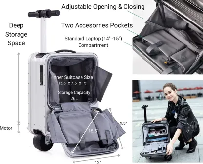 RYDEBOT PULEDRO II - MALETA DE MANO/EQUIPAJE MOTORIZADO INTELIGENTE PARA ADULTOS/NIÑOS