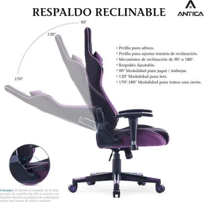 Silla Gamer Tela - Ergonomica Reclinable - Silla de Oficina y Escritorio Ejecutiva | Giratorio con Soporte Lumbar y Respaldo, Ideal para Computadora y Videojuegos