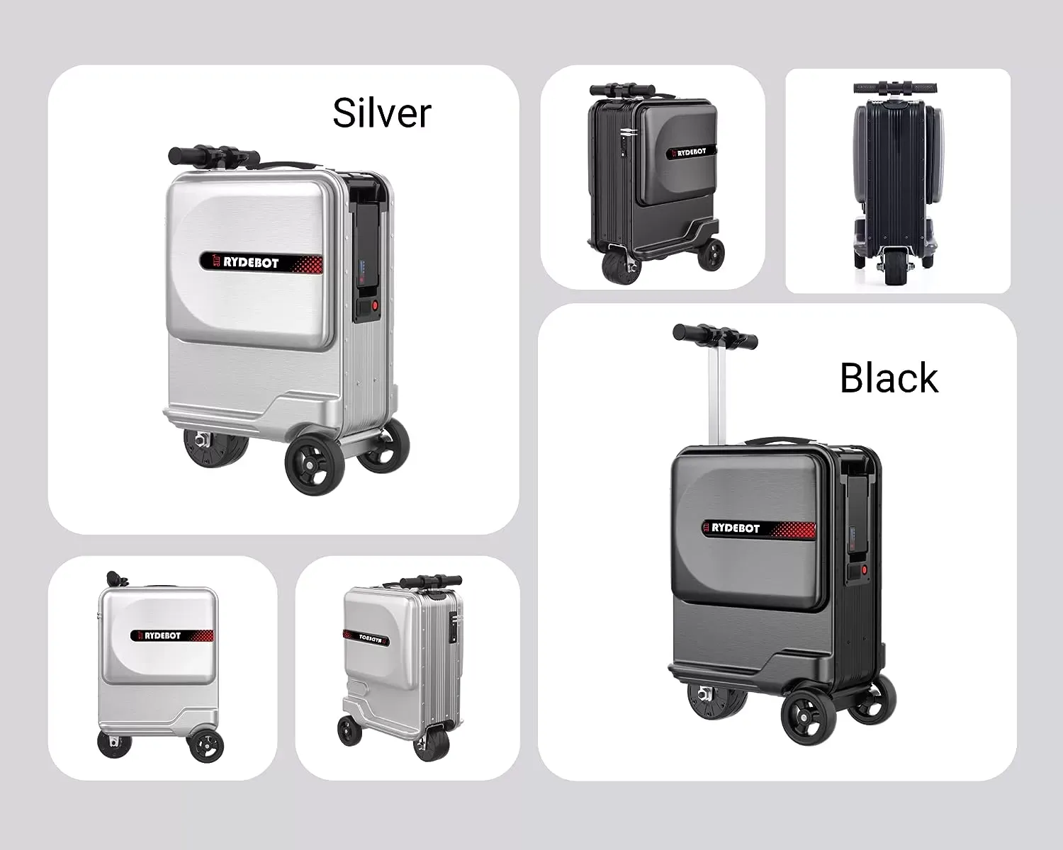 RYDEBOT PULEDRO II - MALETA DE MANO/EQUIPAJE MOTORIZADO INTELIGENTE PARA ADULTOS/NIÑOS