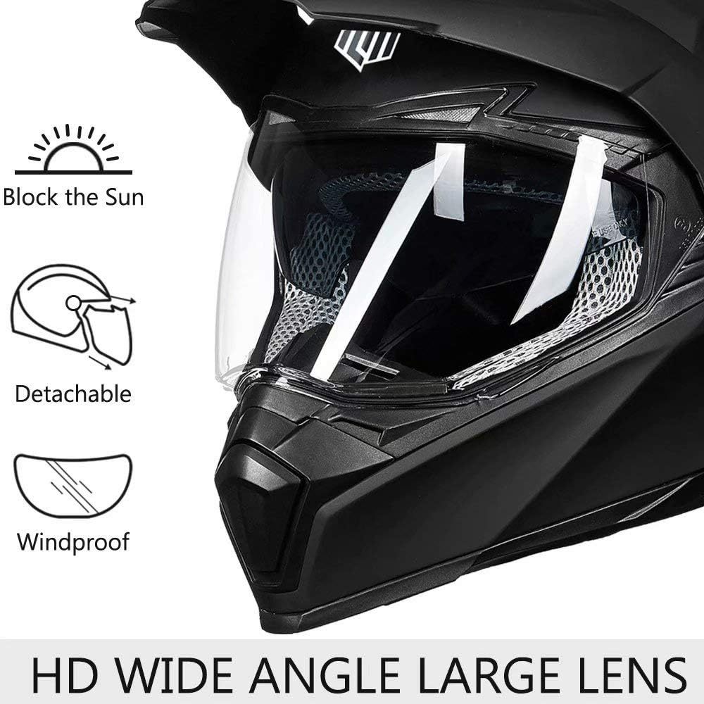 ILM - Casco deportivo doble para motocicleta, visor para el sol, casco para todoterreno, motocross, certificado por el DOT.