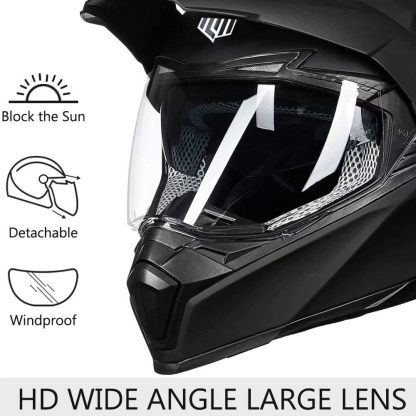 ILM - Casco deportivo doble para motocicleta, visor para el sol, casco para todoterreno, motocross, certificado por el DOT.