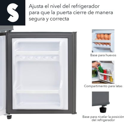 SIGNA Mini Refrigerador 86L (3 pies cubicos) Frigobar Compacto Silver Refrigerador Pequeño Con congelador de Acero Inoxidable Ideal Para Espacios Pequeños Frigobar Mini Multifuncional