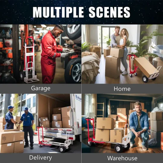 Carro industrial plegable de alta resistencia con capacidad de 1000 libras, diseño 3 en 1, con 4 ruedas, plataforma plegable, carretilla de mano de aluminio para mudanzas en almacenes, supermercados, jardines.