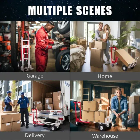 Carro industrial plegable de alta resistencia con capacidad de 1000 libras, diseño 3 en 1, con 4 ruedas, plataforma plegable, carretilla de mano de aluminio para mudanzas en almacenes, supermercados, jardines.