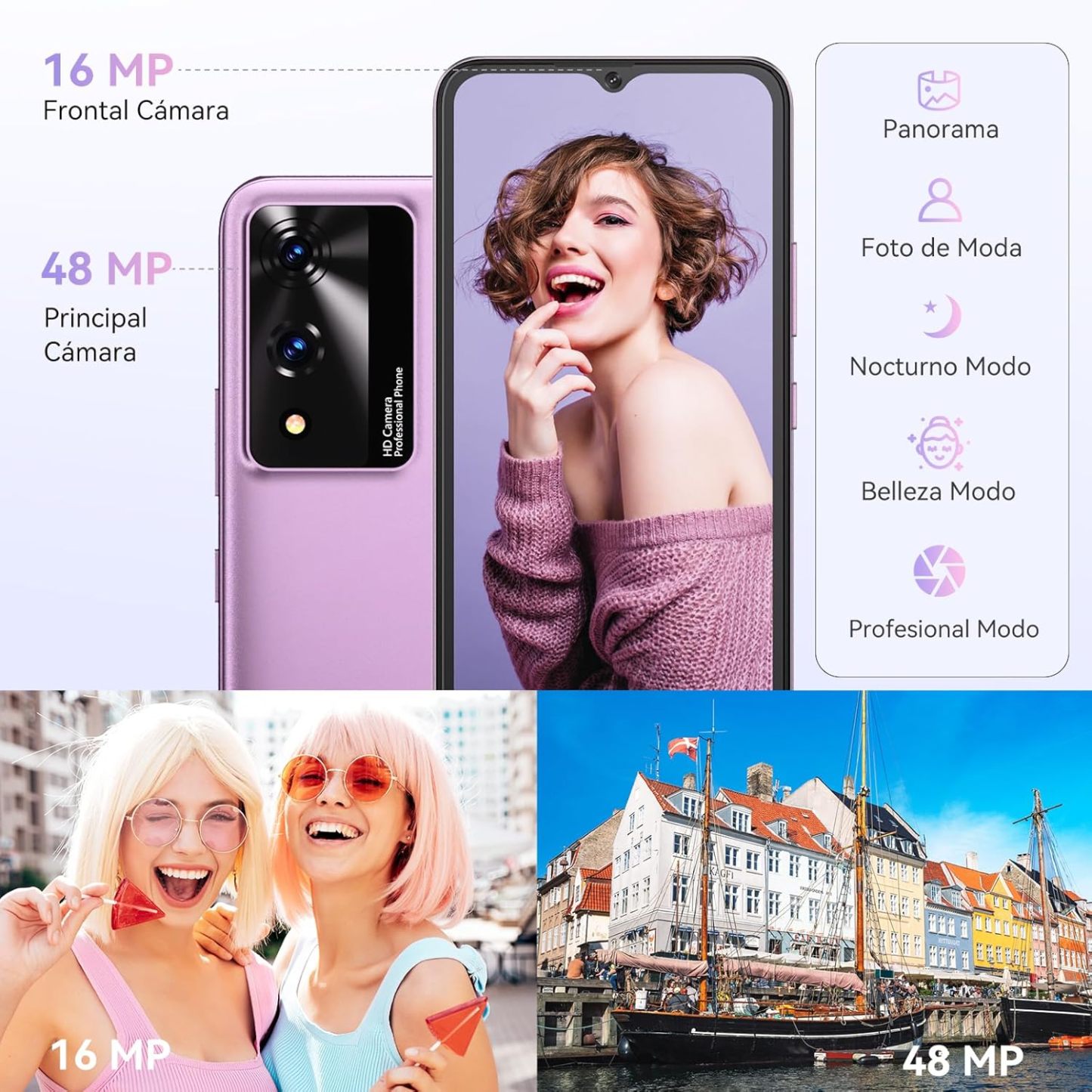 CUBOT Celular A10, Android 14 Smartphone Desbloqueado con Batería de 5100mAh,12(4+8 Extendido) GB RAM 128GB ROM,6.56" HD+ Pantalla Teléfono 48MP Principal Cámara,90Hz/5G WiFi/Face ID