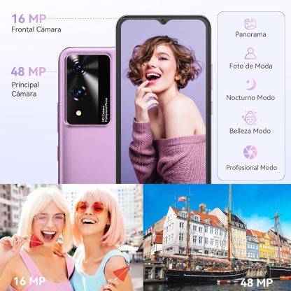 CUBOT Celular A10, Android 14 Smartphone Desbloqueado con Batería de 5100mAh,12(4+8 Extendido) GB RAM 128GB ROM,6.56" HD+ Pantalla Teléfono 48MP Principal Cámara,90Hz/5G WiFi/Face ID