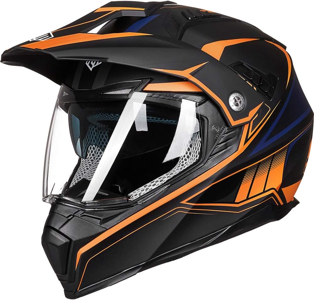 ILM - Casco deportivo doble para motocicleta, visor para el sol, casco para todoterreno, motocross, certificado por el DOT.