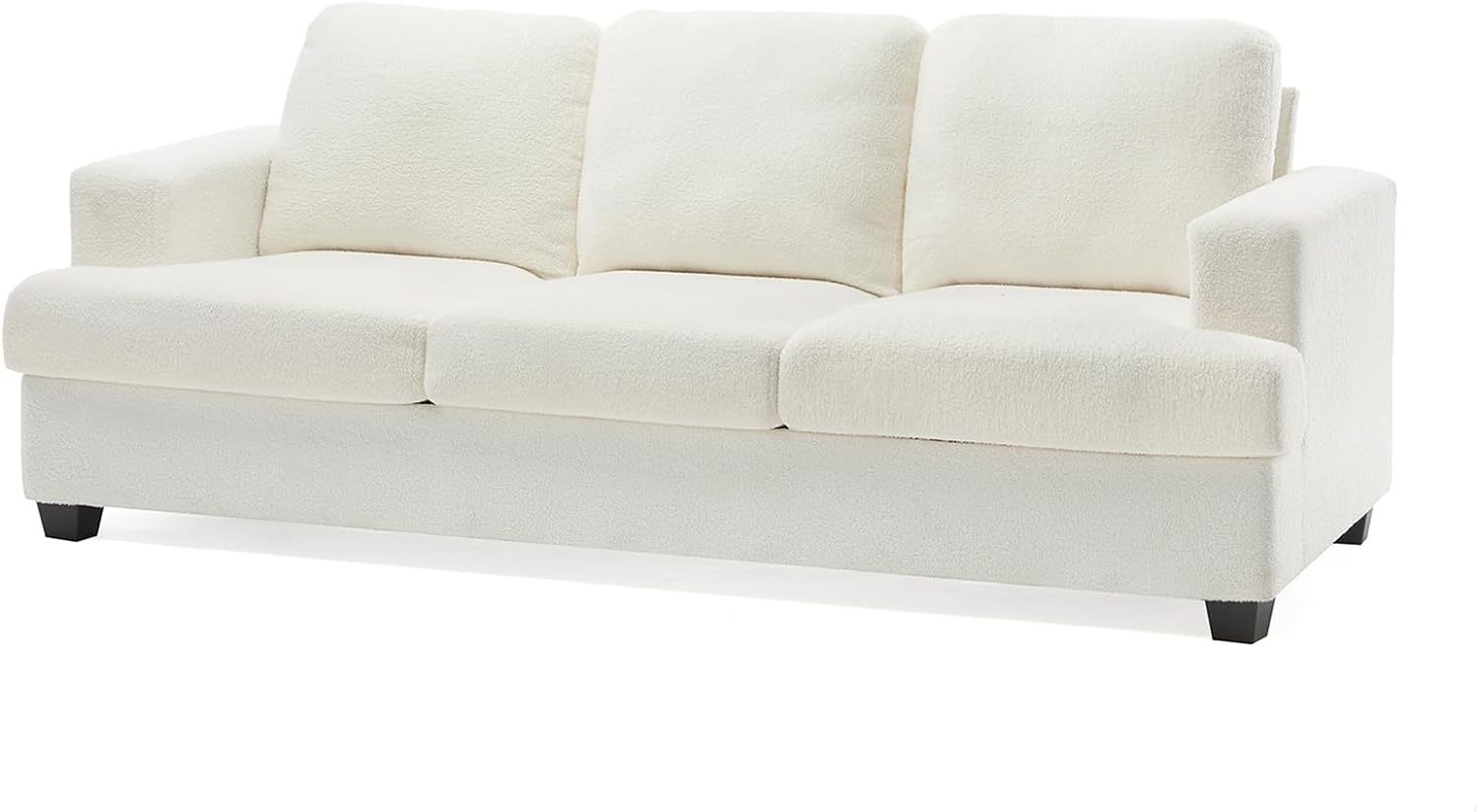 VanAcc Sofá de 89 pulgadas, cómodo sofá con asientos extra profundos, sofá de 3 plazas, sofá moderno, sofá para sala de estar, departamento, bouclé blanco