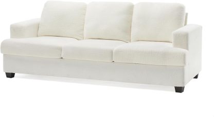 VanAcc Sofá de 89 pulgadas, cómodo sofá con asientos extra profundos, sofá de 3 plazas, sofá moderno, sofá para sala de estar, departamento, bouclé blanco