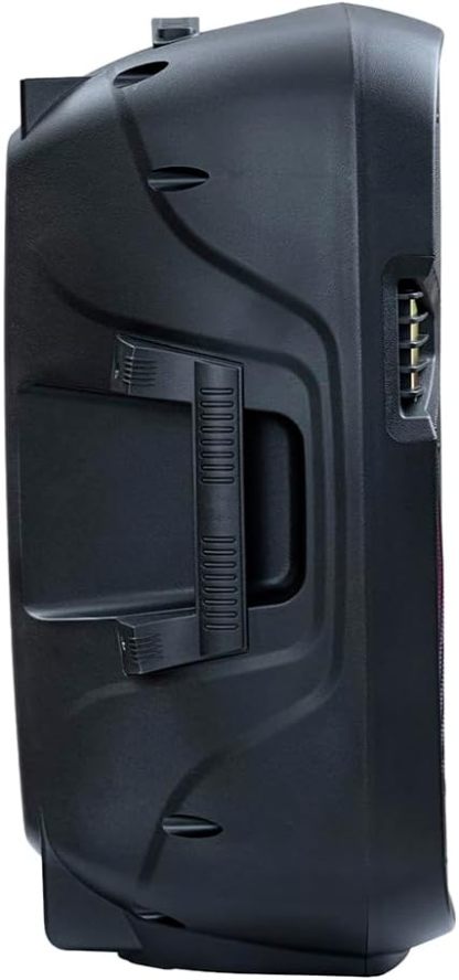 MITZU KSW-4015 Bocina 15" Luz Tipo Flama Ksr-Link, Recargable, Bluetooth, USB, Micro SD, FM, Aux, 1 Mic Alambrico, Stand, 40W RMS Negro