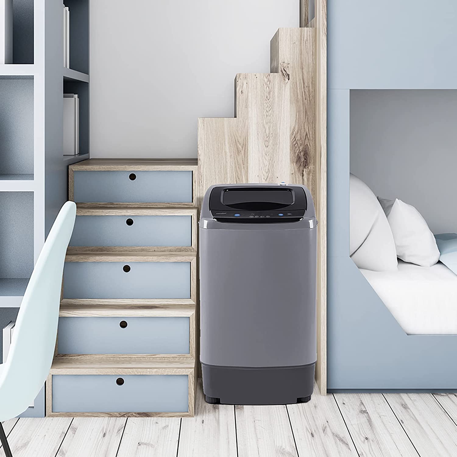 Comfee Lavadora portátil, lavadora compacta de 0.9 pies cúbicos con visualización LED, 5 ciclos de lavado, 2 rodillos integrados, lavadora completamente automática de ahorro de espacio