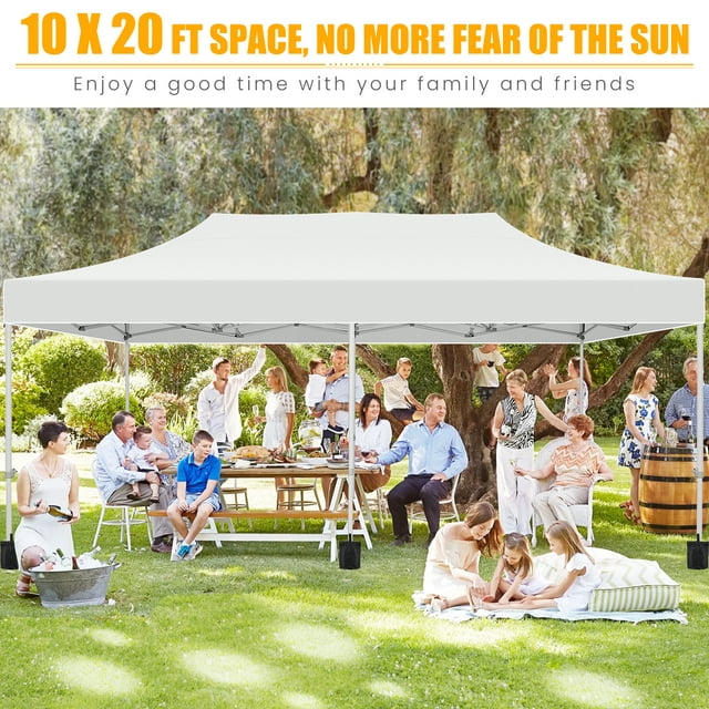 10'x20' Pop up Canopy Tent Heavy Duty Party Tent with 6 Removable Sidewalls, Outdoor Waterproof & Party Wedding Gazebo with Roller Bag, 4 Sandbag