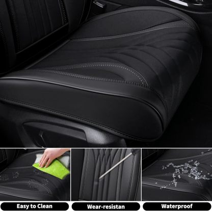 FLORICH - Juego completo de fundas de asiento de piel, fundas universales para 5 asientos, protector de asiento de coche, cojín de piel para asiento de coche, fundas de asiento de automóvil marrones,