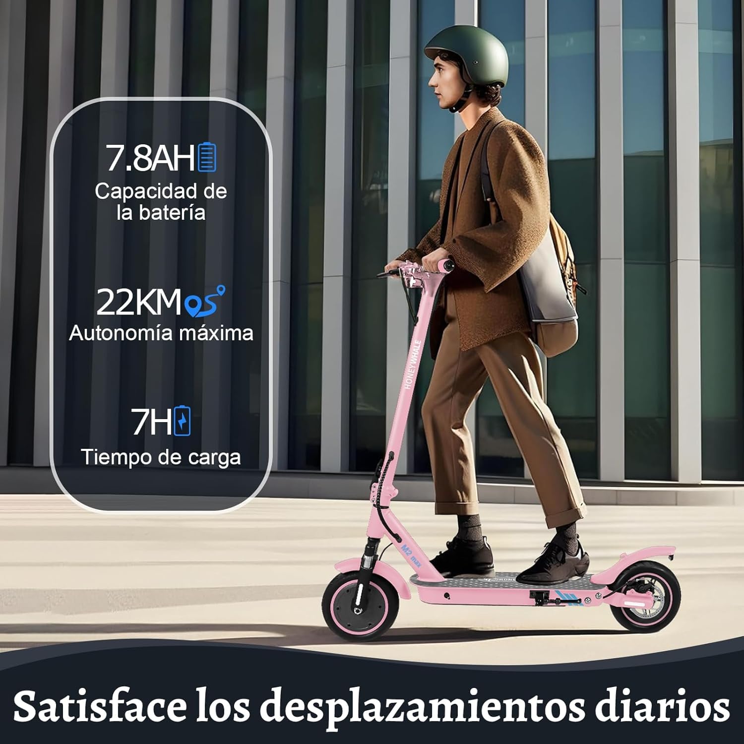 HONEYWHALE M2 MAX Scooter Eléctrico Plegable para Adultos, Motor de 500 W de Potencia Máxima, Velocidad Máxima 32KM/H, 22KM con Una Carga Completa, Patin Eléctrico con App Control Bluetooth