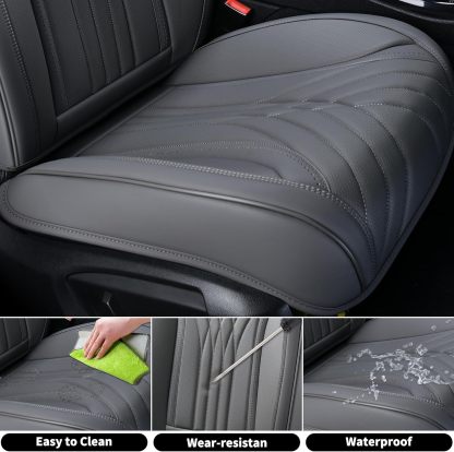 FLORICH - Juego completo de fundas de asiento de piel, fundas universales para 5 asientos, protector de asiento de coche, cojín de piel para asiento de coche, fundas de asiento de automóvil marrones,