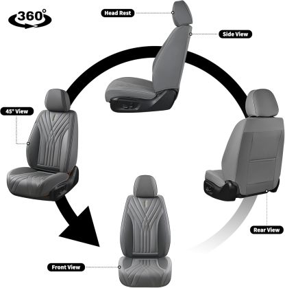 FLORICH - Juego completo de fundas de asiento de piel, fundas universales para 5 asientos, protector de asiento de coche, cojín de piel para asiento de coche, fundas de asiento de automóvil marrones,
