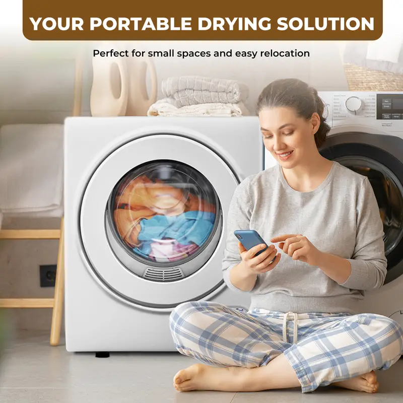  r de Ropa Port&aacute;til de 110V 850W,  r de Ropa de Lavander&iacute;a Compacto de 1.6 pies c&uacute;bicos con Carga Frontal de Acero Inoxidable, M&aacute;quina de   El&eacute;ctrica con Tubo de Acero Inoxidable para Apartamentos, RVs, Dormitorios,   y Control   detalles 4